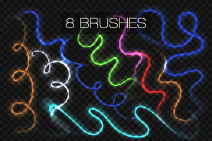 8 NEON BRUSHES / ELEGANT FONT