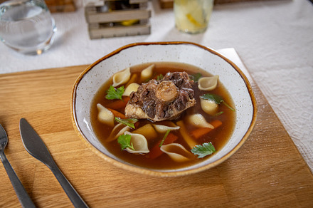 Oxtail soup with vegetables