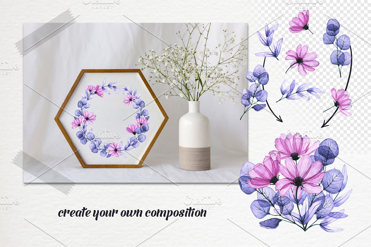Transparent flora. Watercolor set, a Decorative Illustration by Ola_Vola (Photo 7 of 10)