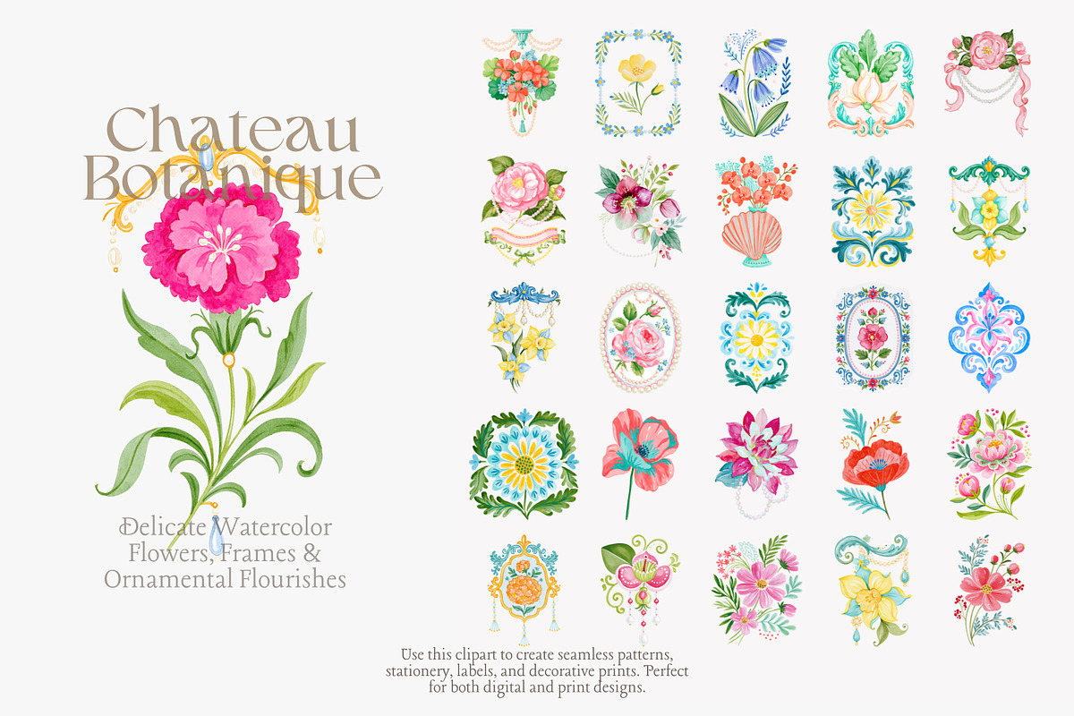 Chateau Botanique Clipart Set, a Decorative Illustration by Patishop Art (Photo 12 of 14)