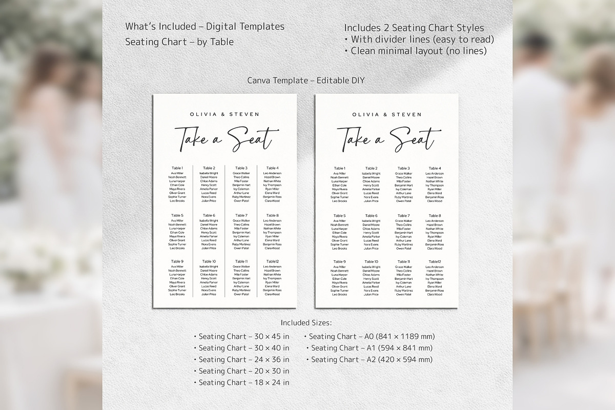 Modern Script Seating Canva bd007, a Poster Template by TyphoonStudio (Photo 2 of 10)