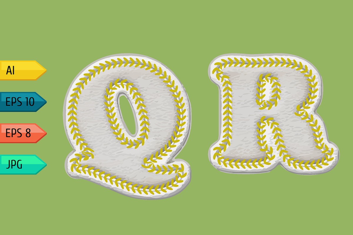 Vector alphabet with stitches. preview 3