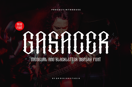 Gasacer - Medieval Blackletter Font, a Blackletter Font by QR Design Studio