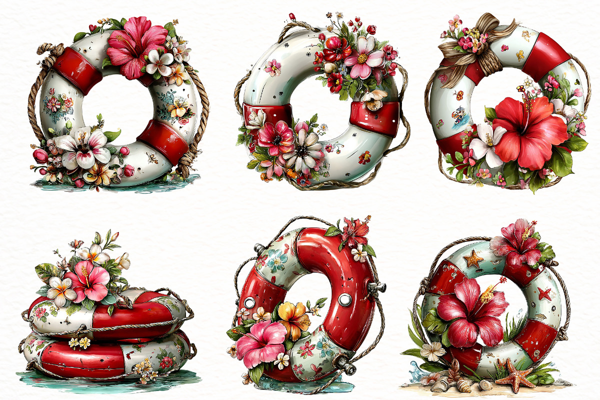 Whimsical Summer lifebuoy Clipart, an Illustration by Designworld (Photo 4 of 8)