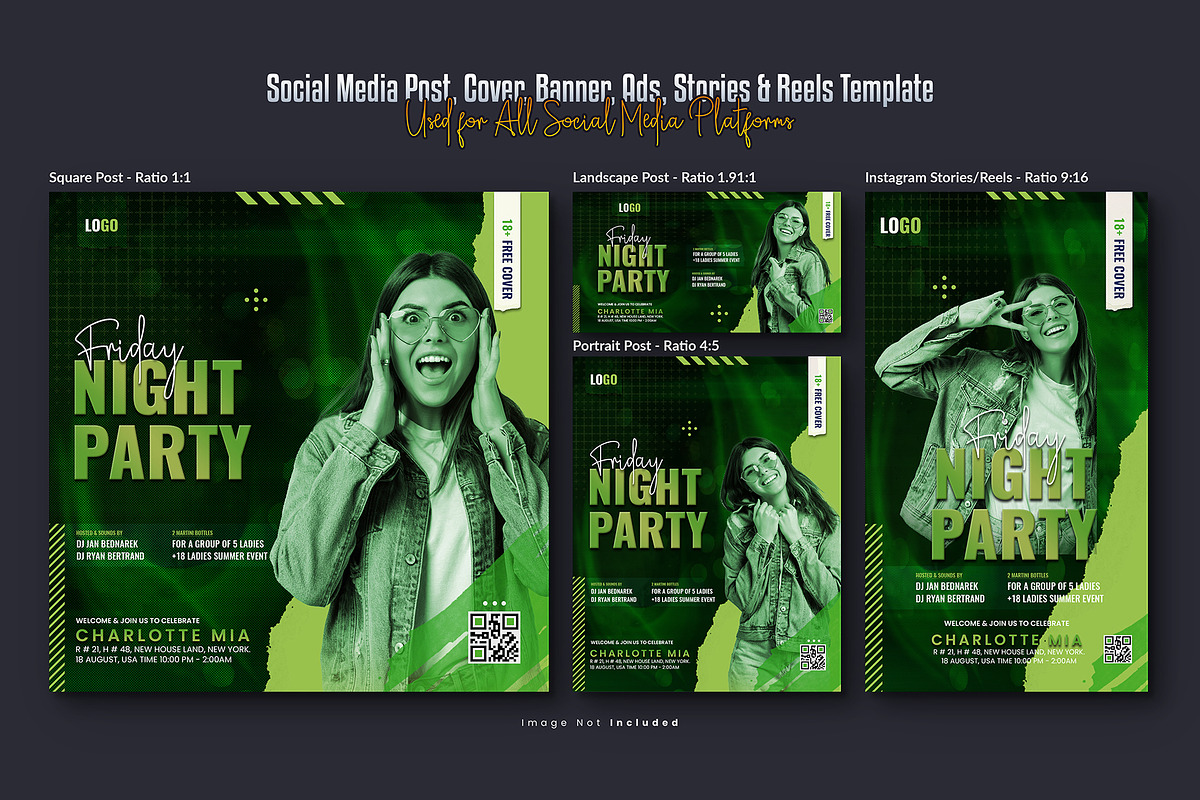 Night Party Social Media Post Bundle, a Social Media Template by Creative_View (Photo 3 of 8)