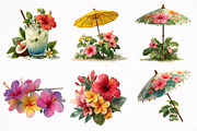 Whimsical Hawaiian Summer Clipart, an Illustration by DreamArtGraphic (Thumbnail 4 of 8)