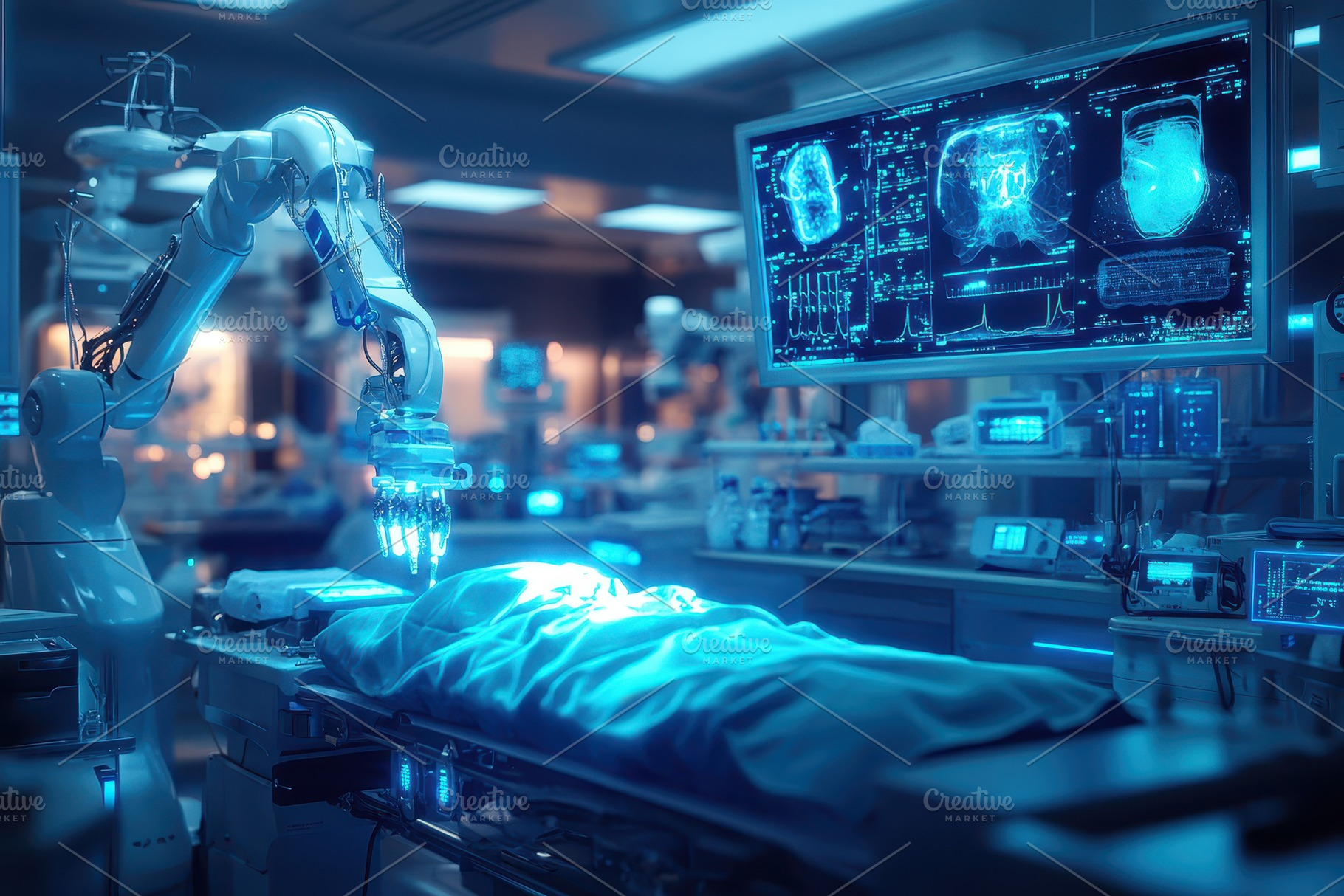 Robotic Surgery Futuristic Hospital, a Health & Medical Photo by Pixeness Studio