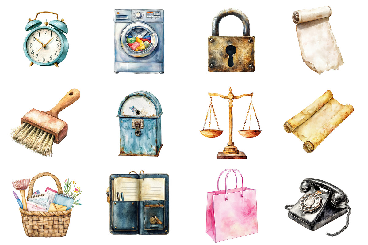 Watercolor Planner Clipart, a Seasonal Illustration by designcity5 (Photo 2 of 5)