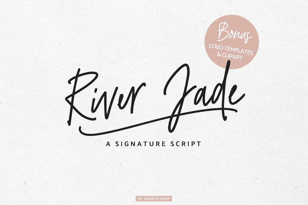 River Jade signature font & logos, a Script Font by Angele Kamp (Photo 1 of 10)
