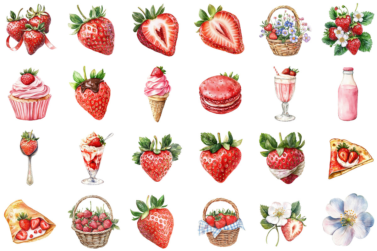 Strawberry Clipart Cottagecore Png S, an Illustration by Sublimation Artist (Photo 2 of 6)