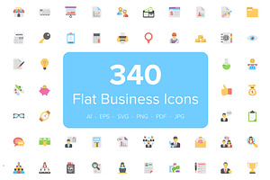 340 Flat Business Icons