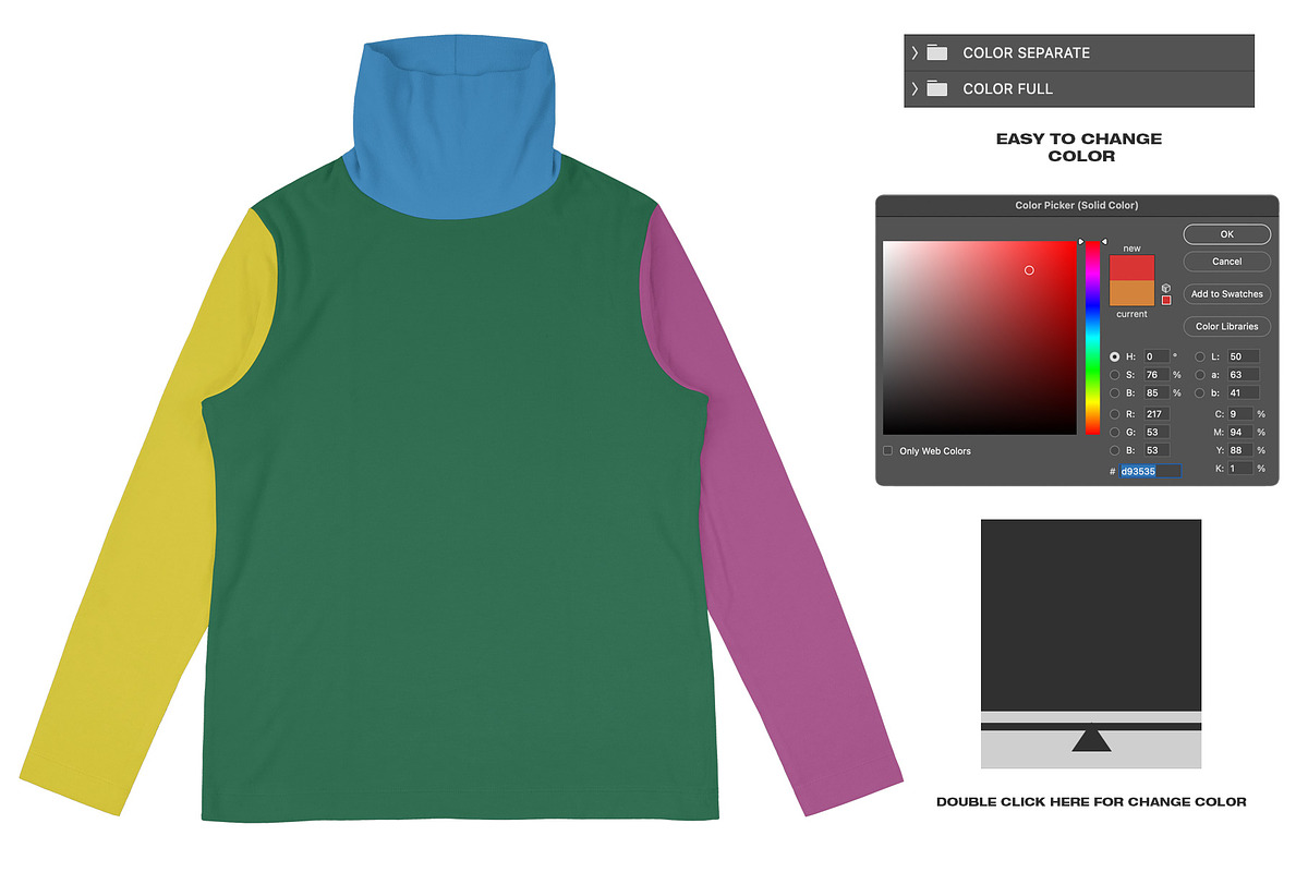 Turtleneck Shirt Fleece - Mockup, a Shirt Mockup by DaldSgh (Photo 11 of 12)