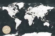 Vector World Map - Large&Detailed, a Decorative Illustration by PorcuPen Works (Thumbnail 1 of 8)