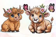 Cute Cartoon Highland Cow Butterfly, an Illustration by Sublimation Artist (Thumbnail 1 of 9)