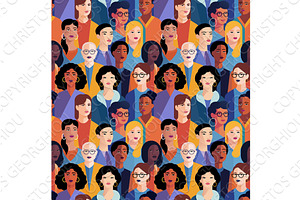 Women Group Crowd Diversity Seamless, a Person Illustration by Christos Georghiou