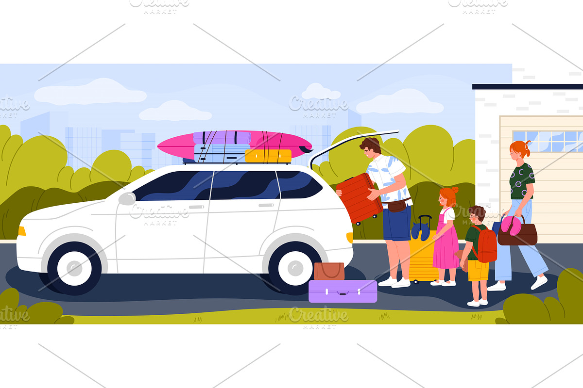 Family vacation preparation, parents, a Person Illustration by Flashvector