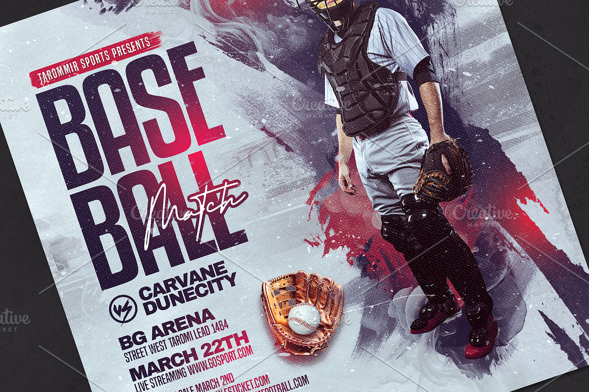 Baseball Match Flyer Template, a Flyer Template by Tarommir (Photo 3 of 3)