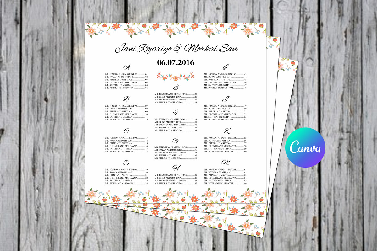 Wedding Seating Chart Poster