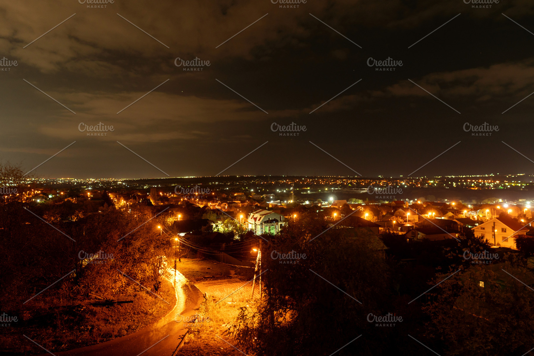 Night Cityscape with Illuminated Str, a Photo by Elena Vagengeim