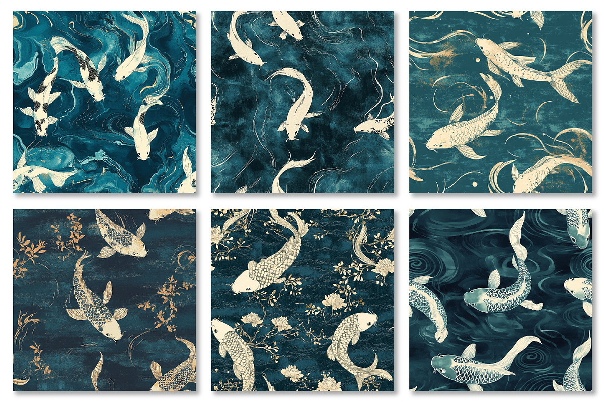 Petrol Koi Pond Japanese Texture, a Texture Graphic by Dream Creation (Photo 5 of 6)