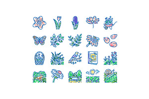 spring season flower nature icons, an Object Illustration by pikepicture