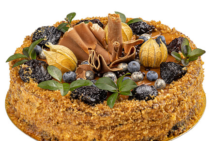 Festive cake with nuts and salted caramel, a Background Photo by Grafvision photography