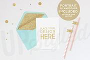 A168 Gold Glitter Envelope Mock Up, a Product Mockup by UpStyled (Thumbnail 2 of 4)