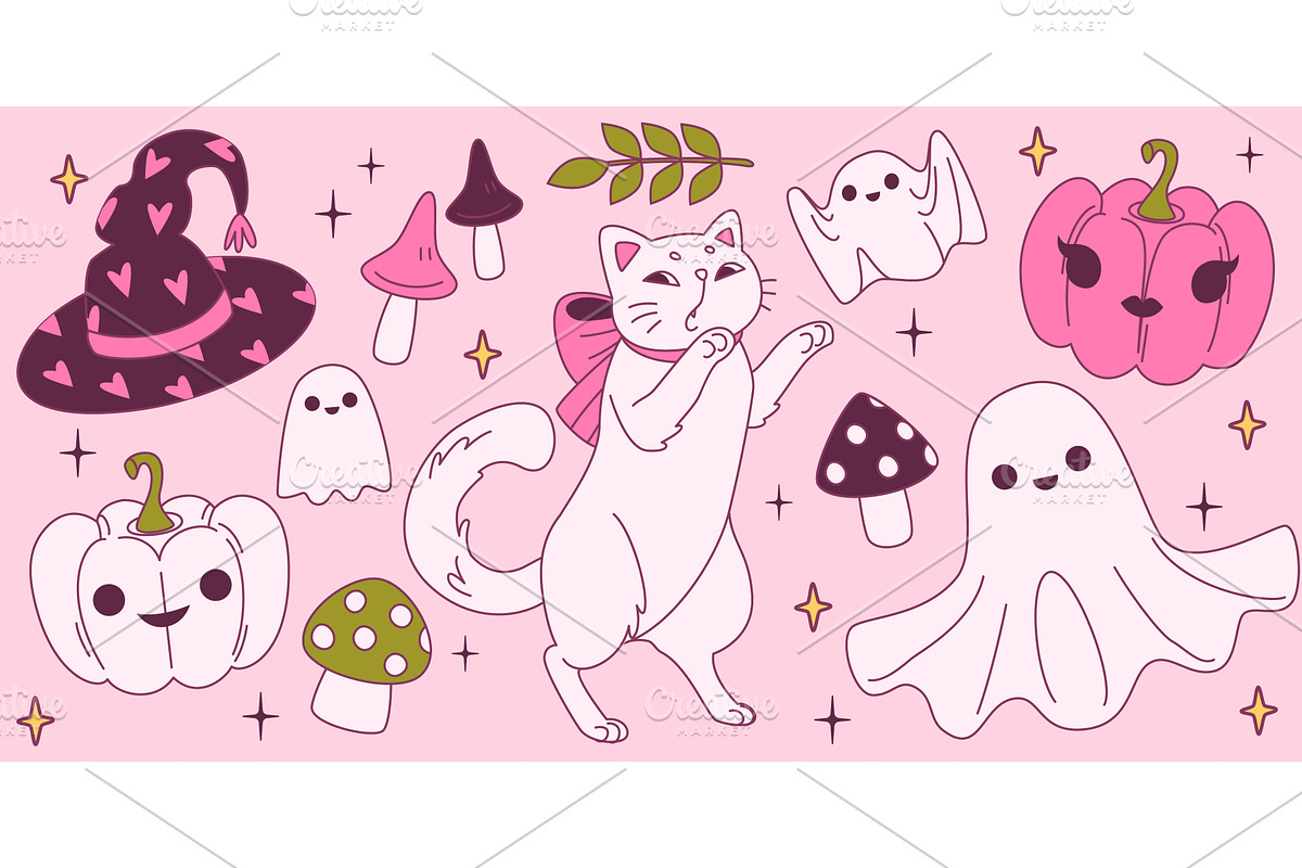 Pink coquette Halloween collection, an Object Illustration by art PVP - market