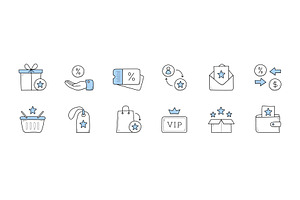 Set Of Loyalty Program Doodle Icons