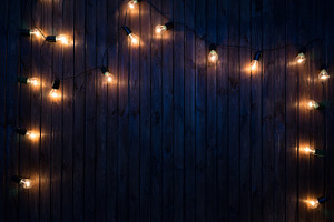 Light bulbs on wood