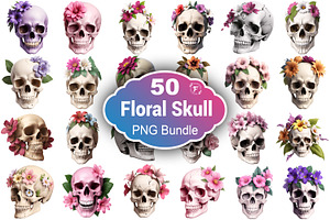 Floral Skull Clipart Png, an Illustration by Forhadx5