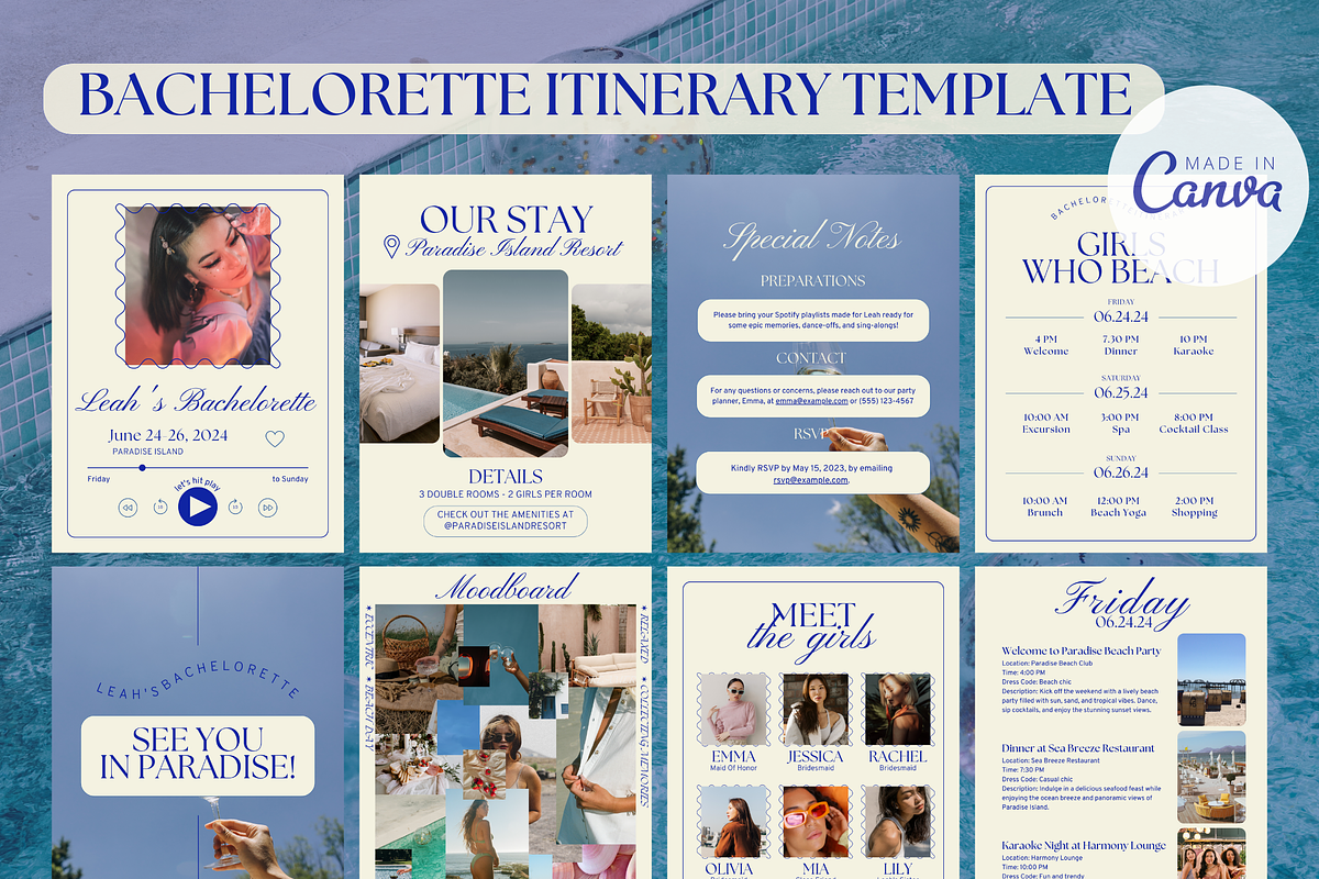 Bachelorette Itinerary Template, an Invitation Template by Story Native (Photo 1 of 10)