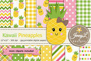Kawaii Pineapples Digital Paper, a Pattern Graphic by JennyL Designs (Thumbnail 1 of 5)