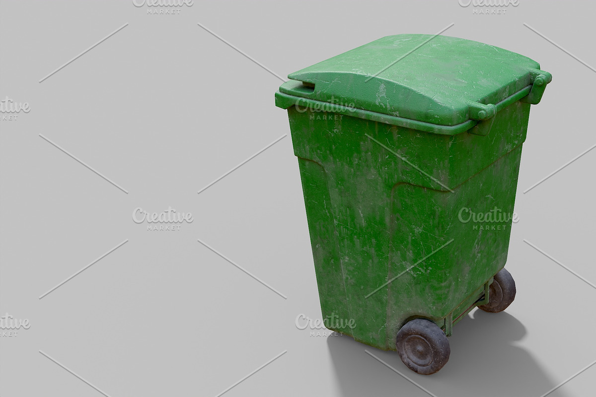 Green Parisian trash bin, an Object 3D Model by happy brush (Photo 2 of 9)