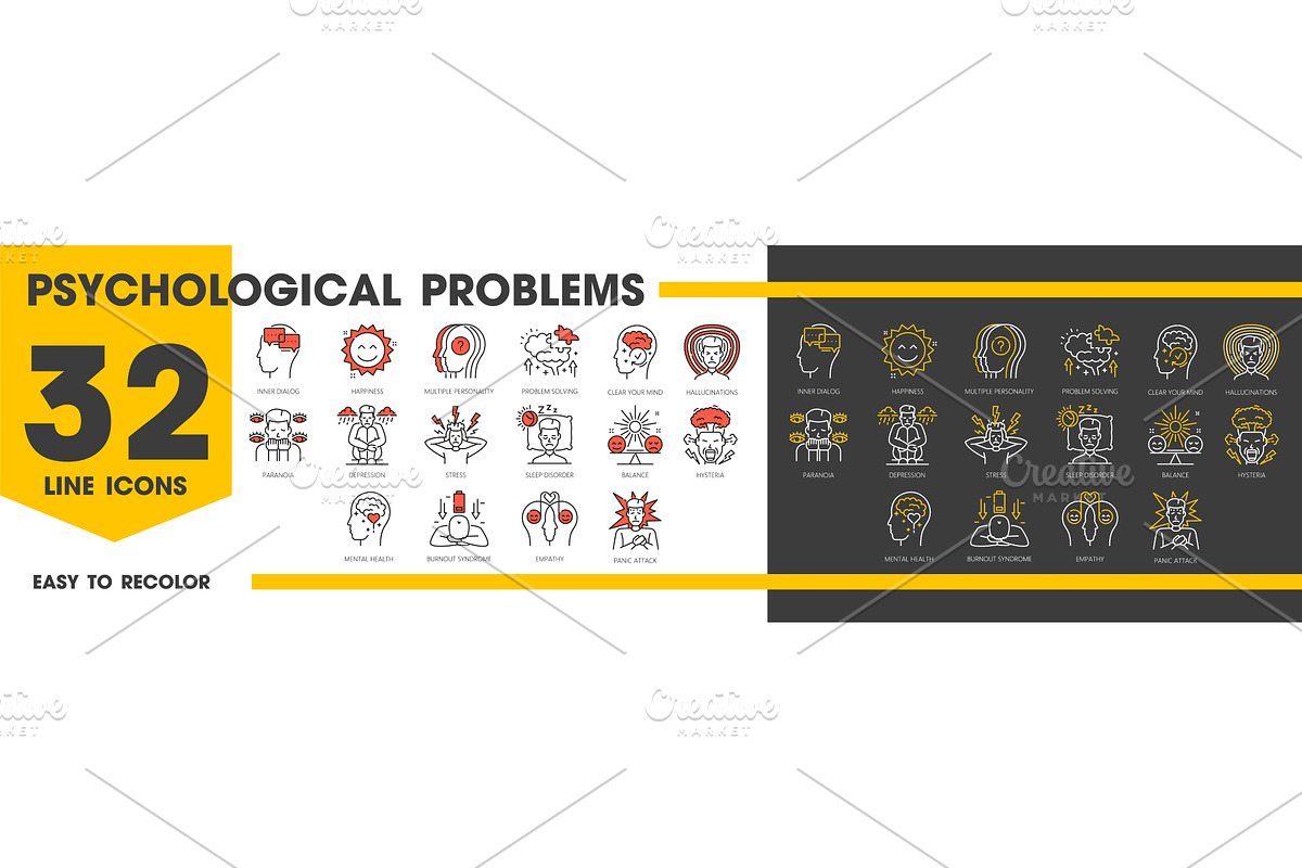 Psychological disorder problems, an Illustration by Vector Tradition