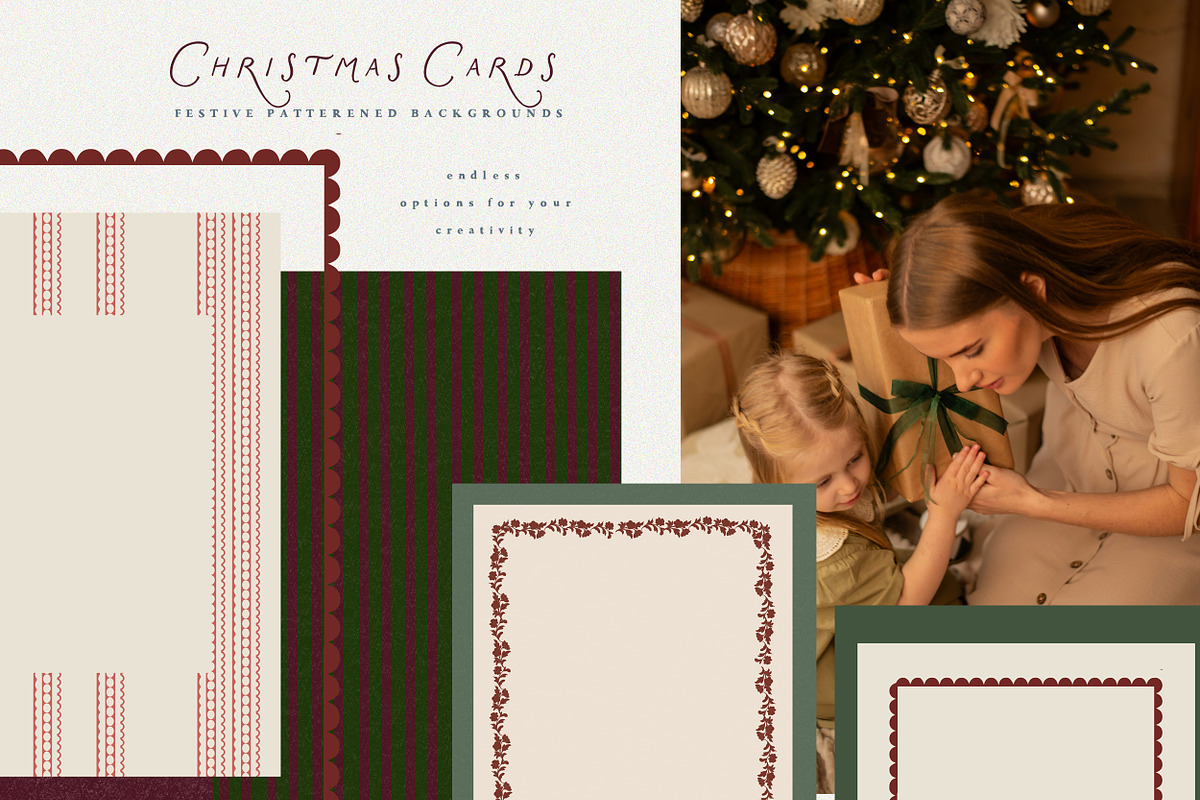 Vintage Christmas Cards & Frames, a Background Graphic by Laras Wonderland (Photo 4 of 12)