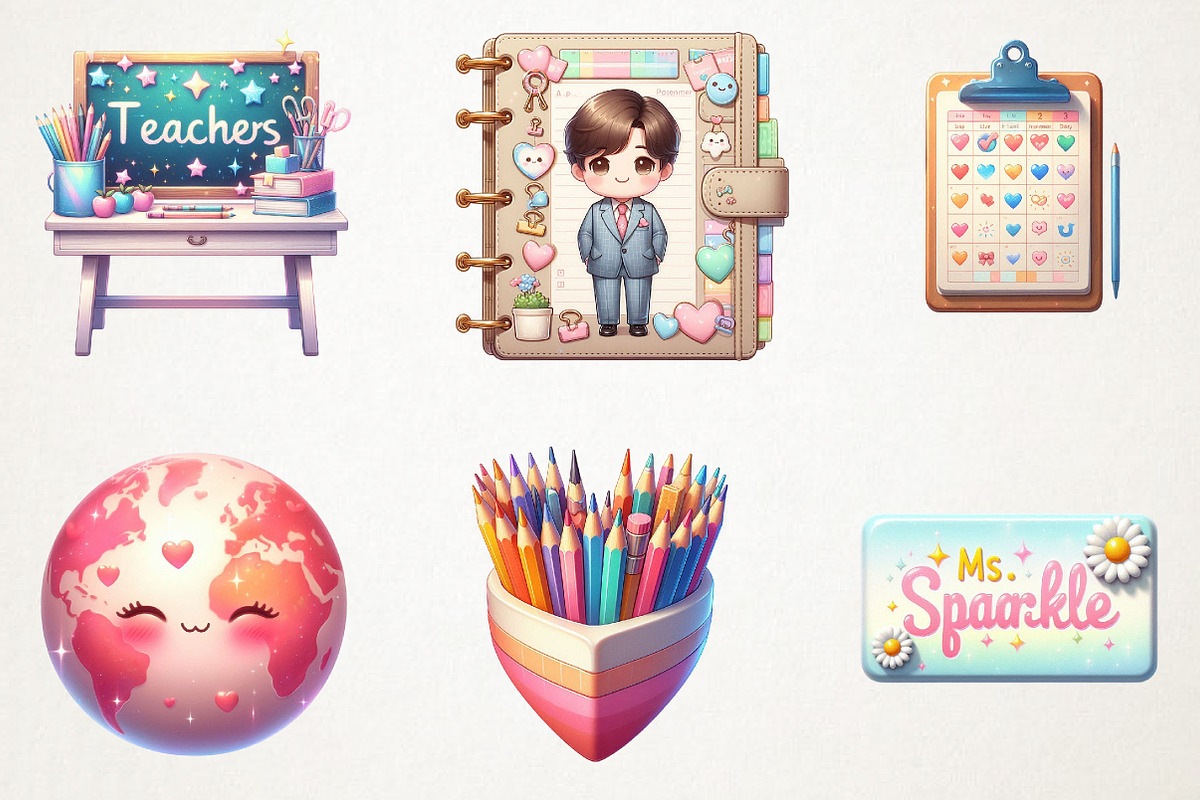 Pastel school clipart Back to school, an Illustration by RobertsArt (Photo 7 of 7)