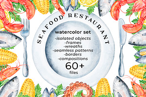 Seafood Watercolor Clipart
