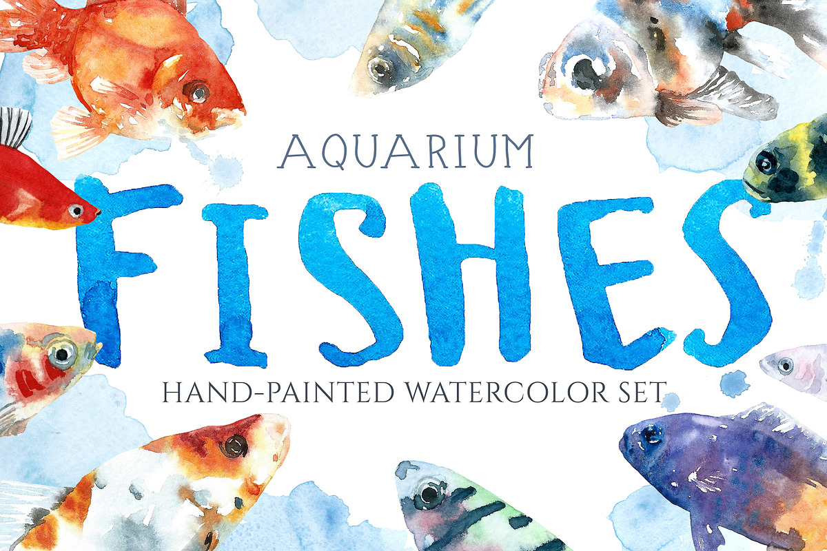 Aquarium Fishes Watercolor Clipart, an Animal Illustration by Catherine Wheel (Photo 1 of 10)