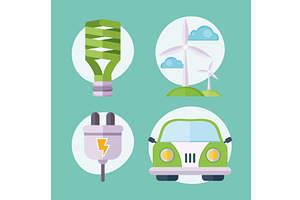 four recycle ecology icons, an Object Illustration by studiogstock
