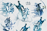 Watercolor Imagination Clipart Set, a Person Illustration by ArtCreationsDesign (Thumbnail 5 of 7)