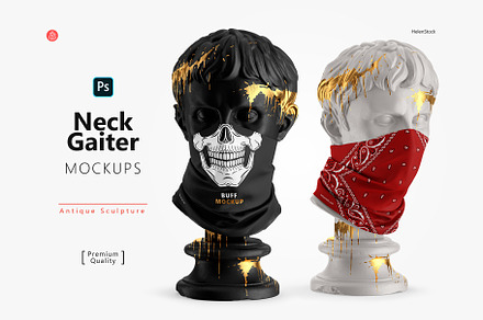 Neck Gaiter on Sculpture Mockup, a Mask Mockup by HelenStock