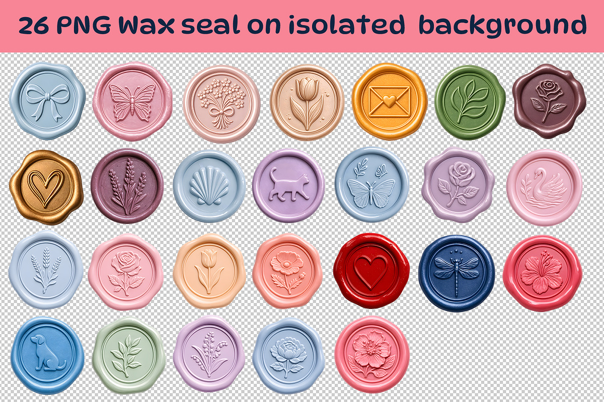 Pastel Wax Seal PNG Clipart, an Object Graphic by NataKa (Photo 2 of 4)