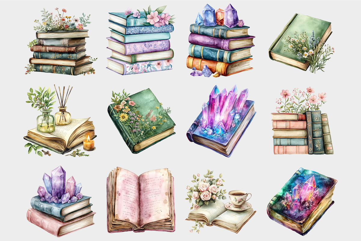 Watercolor Pastel Books Clipart, a Seasonal Illustration by Design Market (Photo 4 of 5)