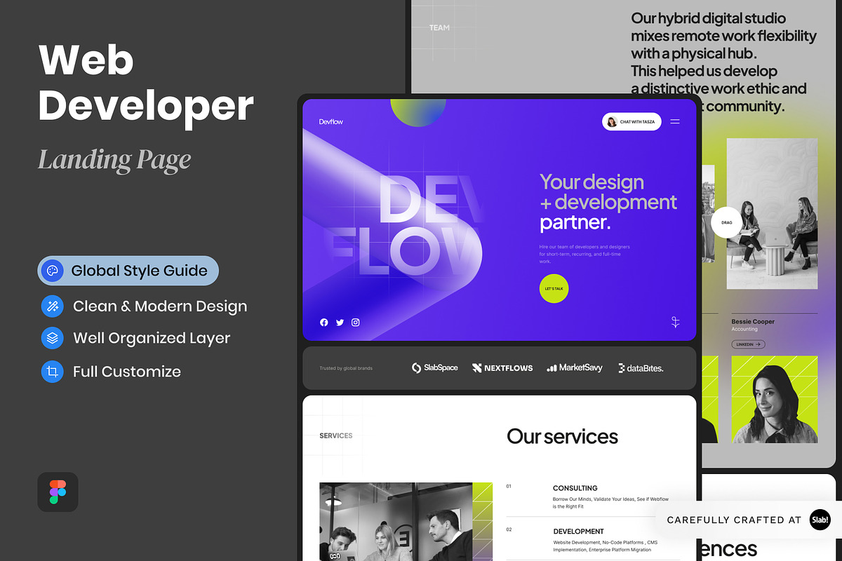 Deflow - Web Developer Landing Page, a Landing Page Template by SLAB! Design (Photo 1 of 4)