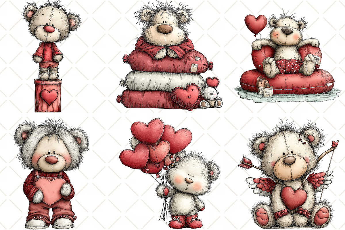 Whimsical Valentine Teddy Bear, an Animal Illustration by Black Bird Studio (Photo 6 of 6)