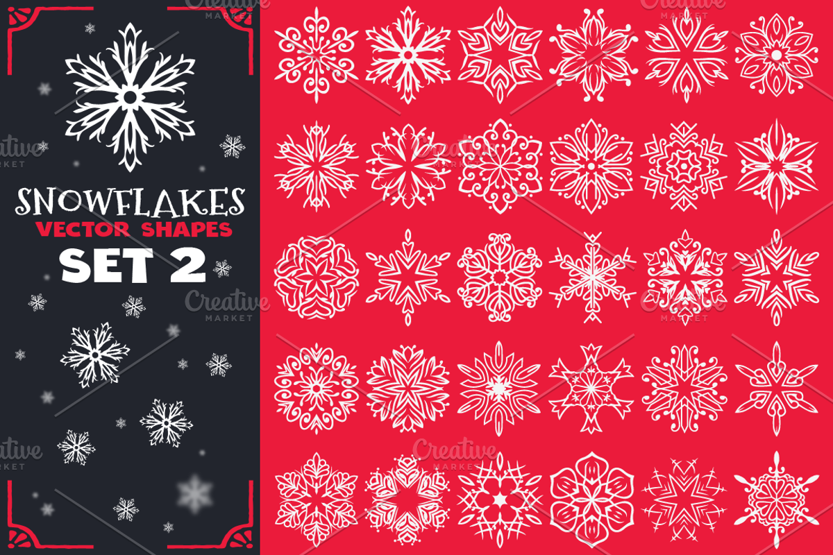 Decorative Snowflakes Shapes Set 2, a Decorative Illustration by pixaroma