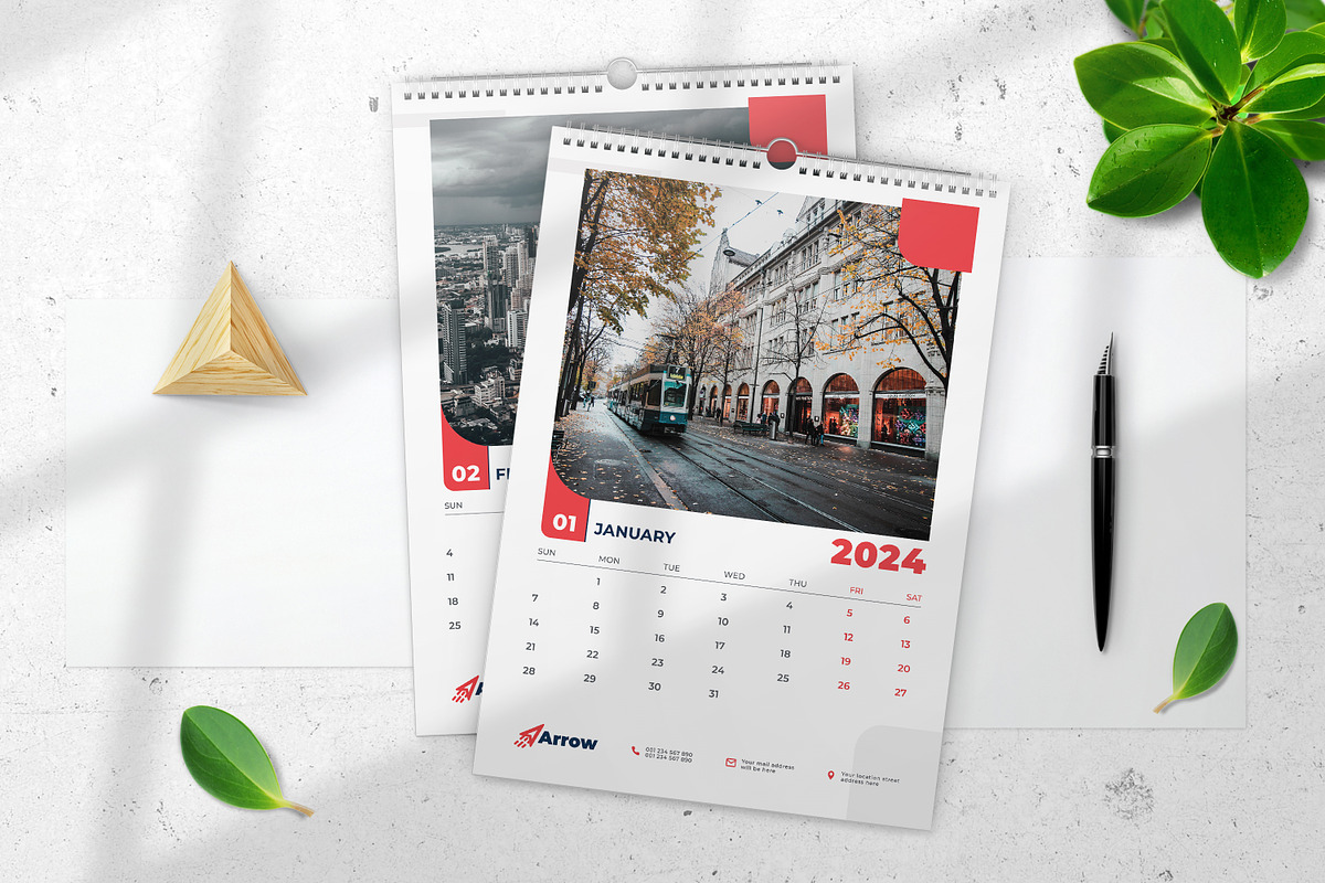 Wall Calendar 2024, a Print Template by Uiparvin (Photo 1 of 2)