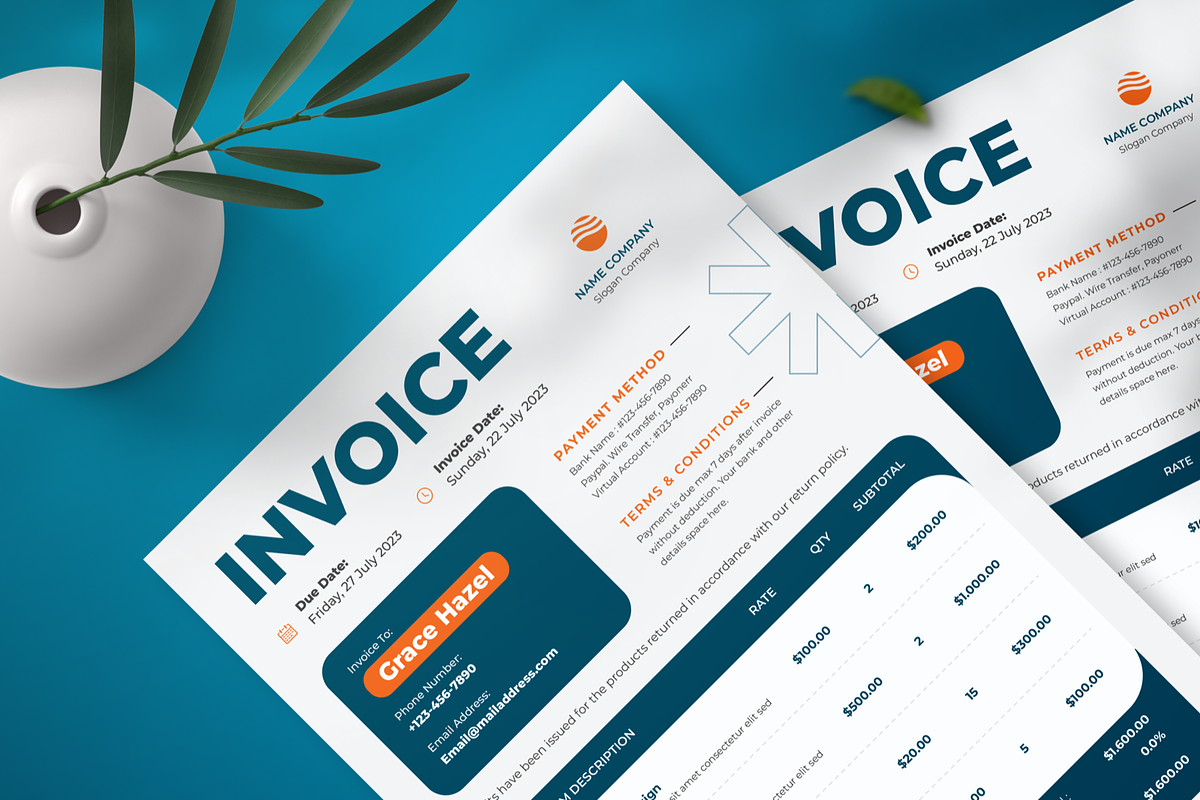 Blazy Modern Invoice, a Print Template by SquidPixey (Photo 5 of 6)