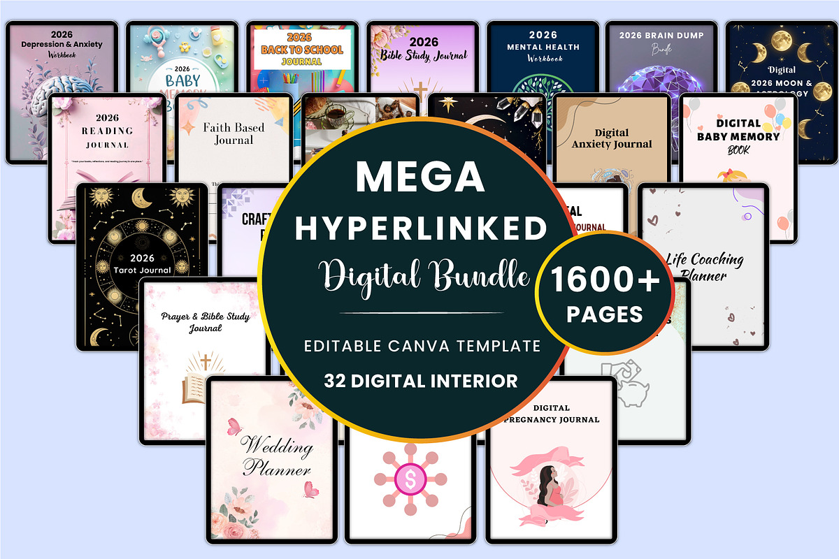 Mega Hyperlinked Digital Bundle, a Stationery Template by Shumaya (Photo 1 of 5)